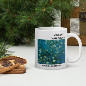 Almond - Blossoms White glossy mug